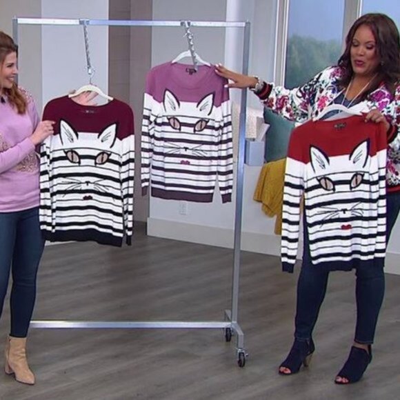 DG2 by Diane Gilman Striped Kitty Sweater 634-881 - Picture 3 of 3